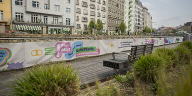 Neue Mega-Banner auf der Wientalterrasse fordern Nachtruhe für die Anrainer