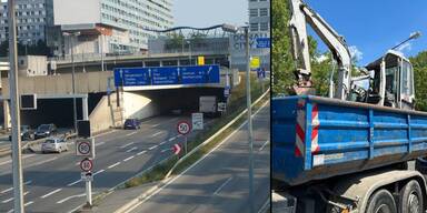 Bagger Kaisermühlentunnel Wien
