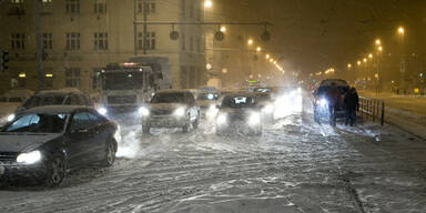 Schneechaos in Prag/Tschechien