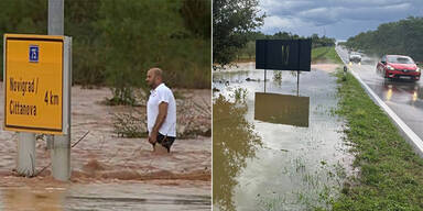 Regenchaos in Kroatien: Straßen und Felder unter Wasser