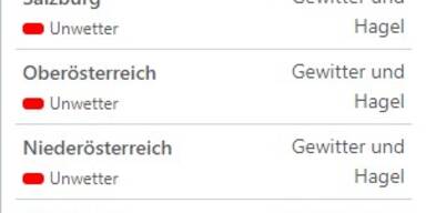 Aktuelle Unwetterwarnungen