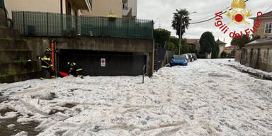 Italien versinkt in Regen, Hagel und Schlamm