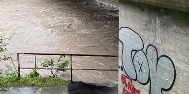 Brixentaler Ache bei Hopfgarten Hochwasser