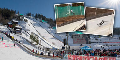 Horrorsturz beim Skifliegen: Testpilot schwer verunglückt