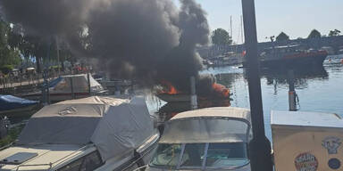 Boot explodiert im Bodensee-Hafen
